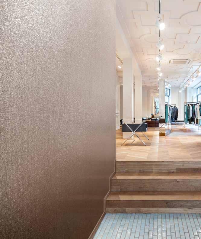 It was important to specify a wallcovering that not only added to the overall aesthetic of the space, but could perform in these high traffic