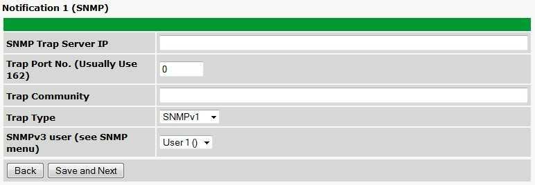 23 4. At the SNMP Notification screen, you'll enter your network's SNMP settings. Enter the IP address of your SNMP Trap Server.