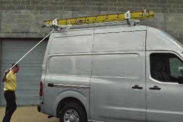 Ladder clamps securely hold the ladder for transportation.