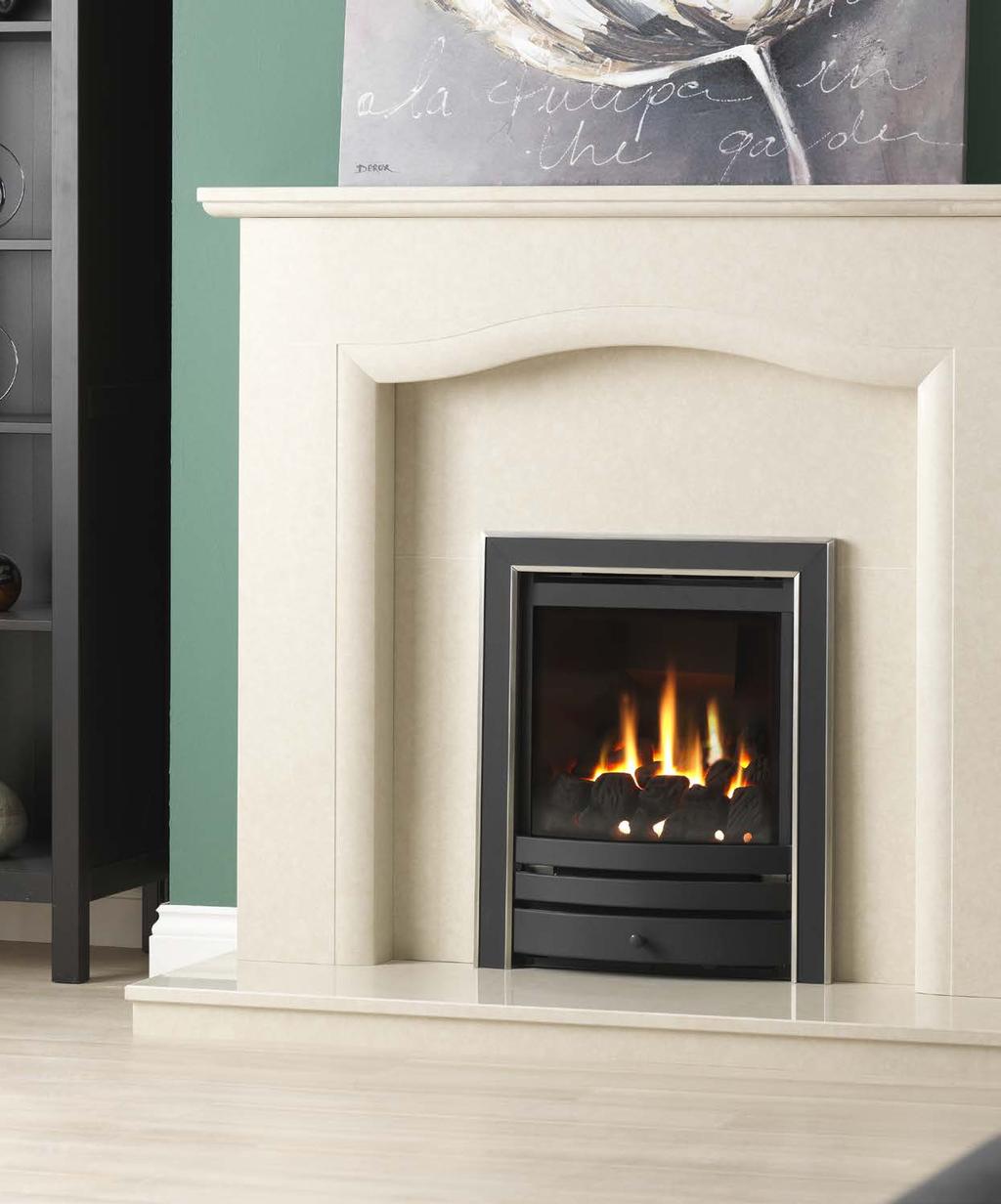 18 Thermes Balanced Flue HE Thermes shown with Creative Contemporary Satin/Black trim.