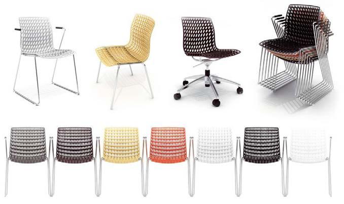 5 kg) 5 wheels swivel base (not stackable, 7 kg) Stackable: up to 7 chairs or 20 chairs on a stack