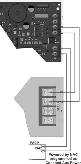 Mount the EVS-INT50W inside the FACP cabinet with the screws provided. See Figure 4-22. Figure 4-22 EVS-INT50W in FACP Cabinet 4.