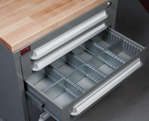 MODULAR DRAWER CABINET ACCESSORIES DRAWER OPTIONS Dividers Used with partitions to further subdivide drawer Slots (segments) in drawer walls and on partitions allow for dividers to securely fit in