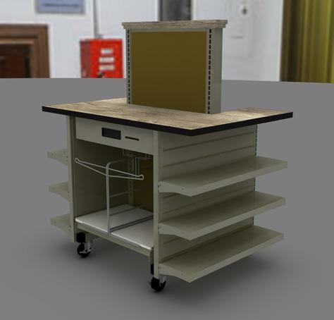 Countertop Roll Goods Holder T-Leg Wall Section Tiered