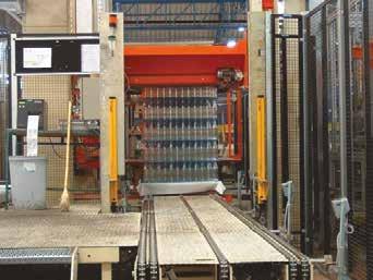 of palletizers where the safety light curtains are positioned: Example 1 at the ground floor, Example 2