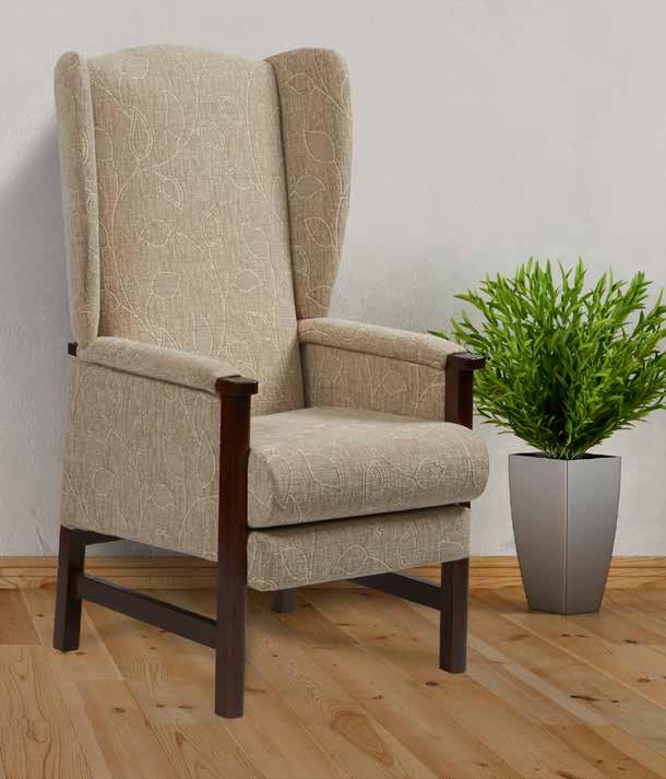 Warwick Traditional and comfortable high back chair for that more upright position Aberdare Button back in floral oatmeal Brecon Waterfall back in plain