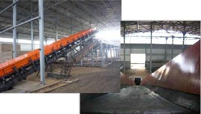 FEEDING CONVEYOR It is necessary for feeding of solid waste to the sorting line Work description: solid wastes are delivered to the concrete ground under the canopy of waste loading station by