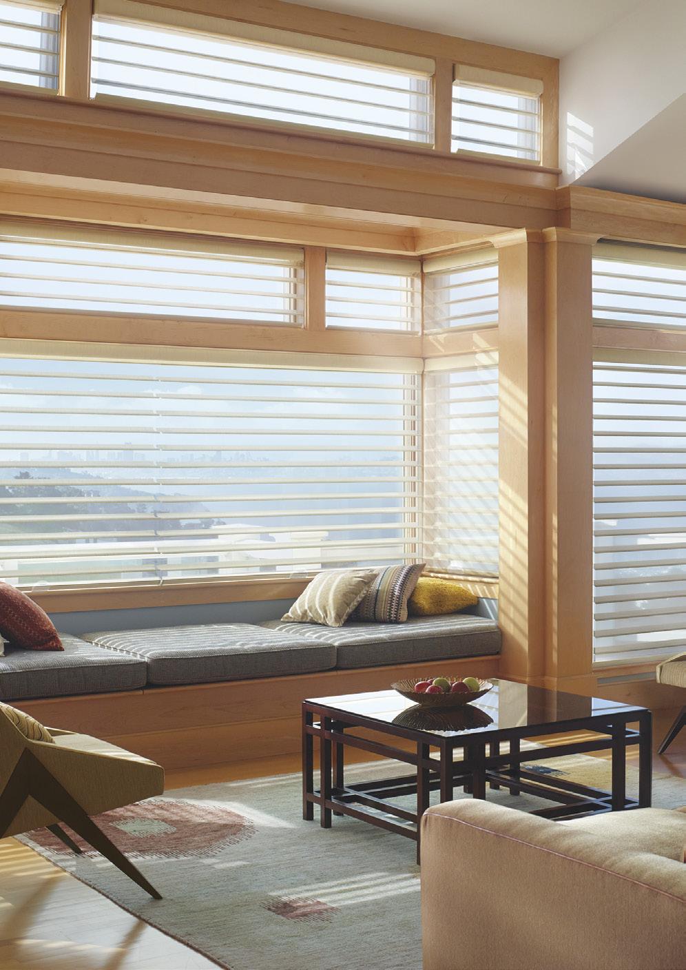 Luxaflex Silhouette Shadings Silhouette Shadings are made of 100% polyester, which means they are inherently durable and resilient.