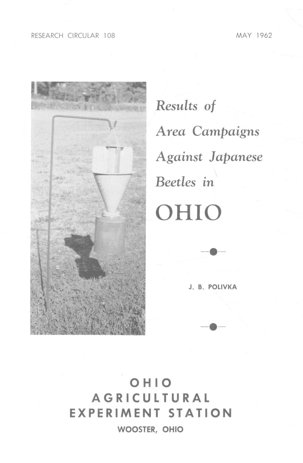 RESEARCH CIRCULAR l 08 MAY 1962 Results of Area Campaigns Against Japanese Beetles