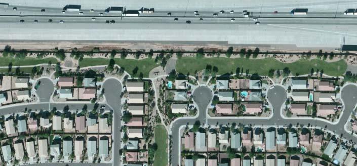 Single family residential developments are not appropriate to be located along freeways or adjacent to industrial areas unless significant buffers are utilized between the uses.