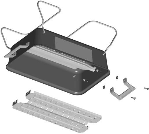 Assembly (Con t.) 3 - Assemble Side Handles (I) to Bottom (H) using two each #10-24 x 3/4 Screws (O), Fiber Washers (L) and #10-24 Flange Nuts (N) per Handle (I).