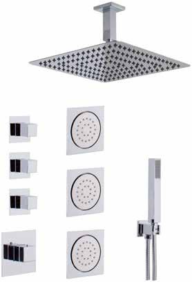 81 7000039-- Shower bar with hand shower and flexible hose 736-- 1/2 Square wall water outlet Thermostatic 3/4 shower rough-in with shower bar and jets Ducha termostática empotrar 3/4 con barra de