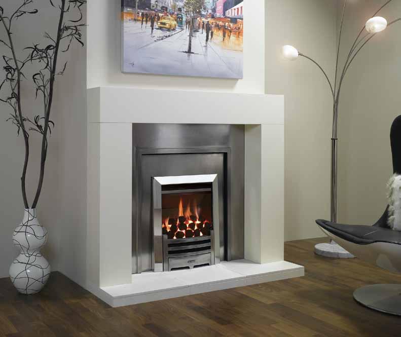 VFC Convector 36 VFC Convector fire with Highlight Polished Arts front and Polished Stainless Steel Arts frame. Also shown: Malmo mantel from Stovax.