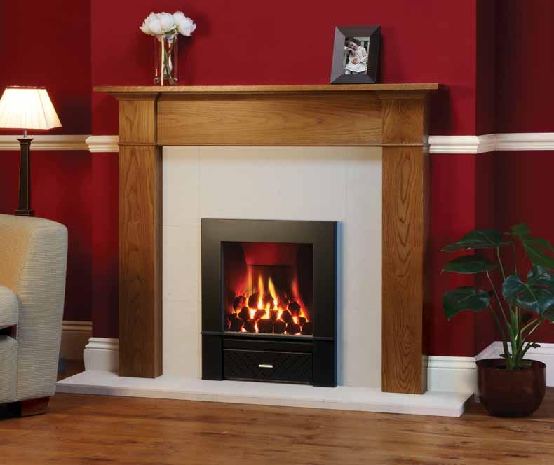Logic Hotbox fire, coal fuel bed and Dimension complete front. Also shown: Brompton mantel from Stovax. Fire Information Product Code Controls Gas Type Fuel Effect 101-021 Manual Nat.