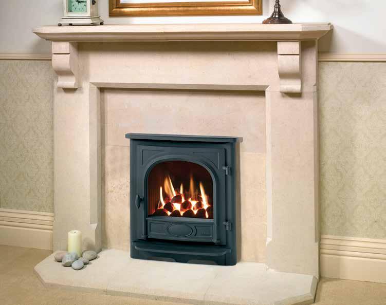 Logic HE high efficiency UP TO 89% Conventional flue High efficiency fire with virtually invisible glass front Heat reflective lining Fits into standard 410 x 560 x 250mm (w x h x d) fireplace