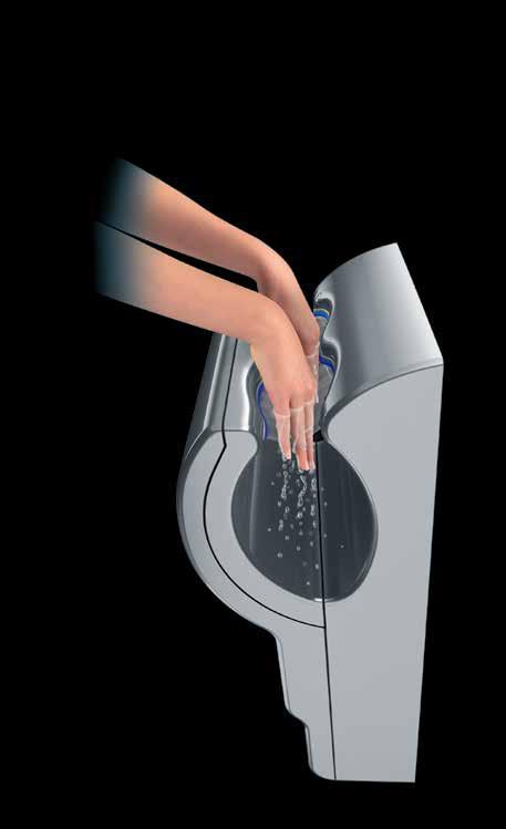 Original Dyson Airblade hand dryer. Acoustically re-engineered to reduce noise by 50%.