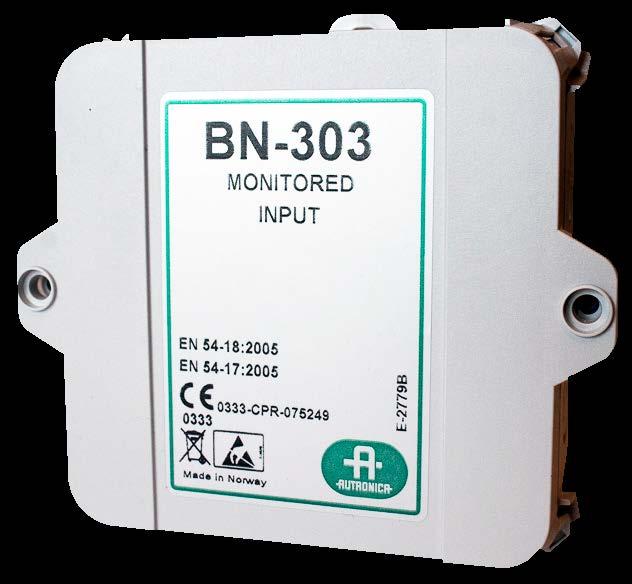 SINGLE MONITORED INPUT UNIT BN-303 Interactive fire detection system Product Datasheet Features Interactive For interfacing switches and 3rd party detectors with relay outputs to Autronica s