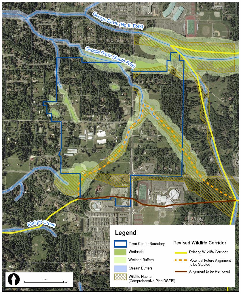 Comprehensive Plan Wildlife Habitat Network and Public Ownership 2004 Map, is comprised of natural vegetation linking wildlife habitat with critical areas, their buffers, priority habitats, trails,