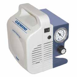 Quiet GEMINI pumps use DC motors, powered by an AC adapter unit in the lab or a 12 VDC adapter for your vehicle. Pump fumes up to 13 l/min/achieve vacuum to 190torr.