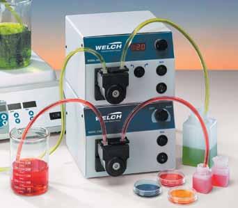 Applied Liquid Technology Fluid Transfer WELCH PERISTALTIC PUMPS Perfect for Transferring Solutions with Precise flow rate requirements Handling material sensitivity Moderate viscosity Suspended