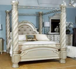 B750 Cassimore (Signature Design) Glamorous traditional design in a glazed silver color with mirrored accents Constructed with hardwood solids, cast PU components, and