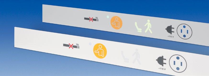Lavatory Information Bars F10042YY-XX for Airbus A330neo F1004203-04 F10042YY-XX "No smoking" indicator "Return to seat" indicator Attendant call button with feedback LED Air outlet cutout Optional