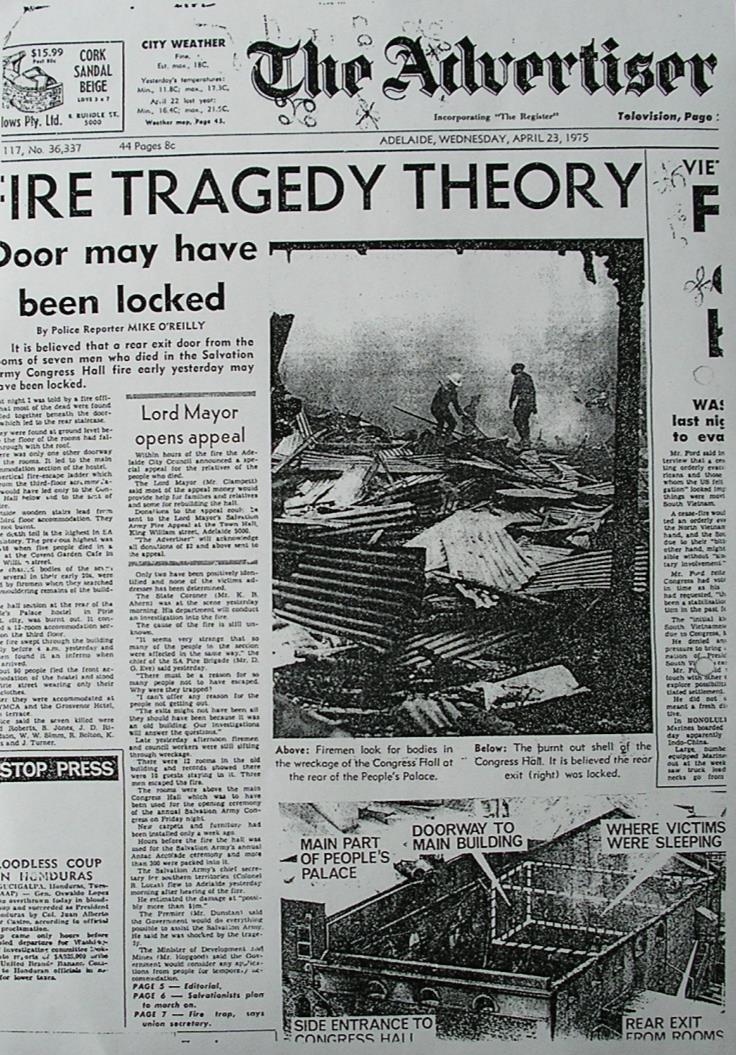 Background People s Palace fire in 1975: 7 people died because an exit door may have been locked Building regulations