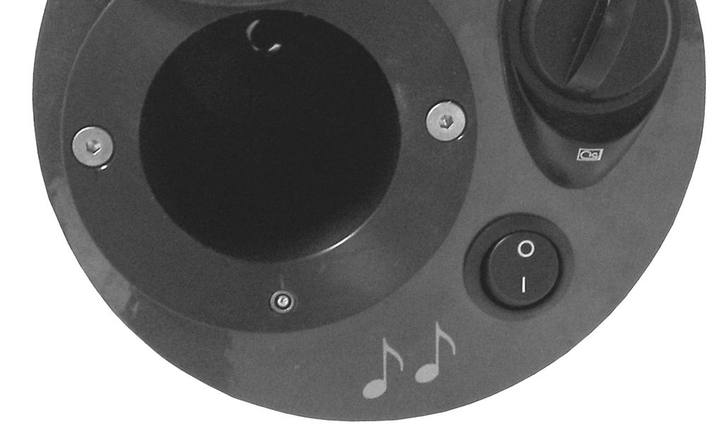 Connect the MP3 player (headphone plug) to the DIN plug located inside the embeded black box. Read your MP3 player. Push on the button 0/1 located on the control panel.