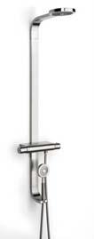 5A7A00 Stainless steel thermostatic shower column with flow regulatordiverter, overhead fixed rose and flexible hand shower.