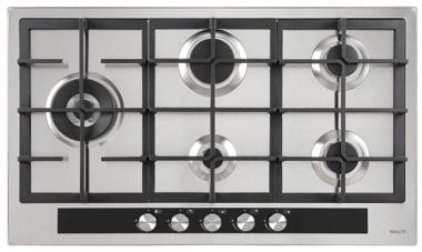 1 wok burner 304 grade stainless steel finish Electronic under-knob ignition Stainless steel control knobs Cast iron trivets Natural gas or LPG Flame failure safety