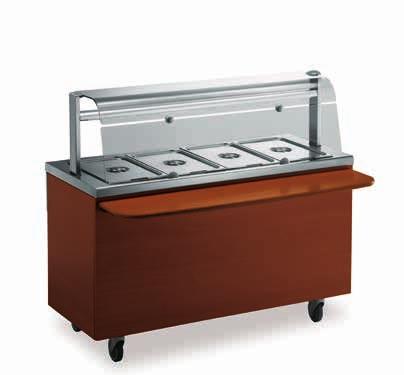 The bain-marie units are wells of 304 AISI 18/10 stainless steel, which are rounded on all sides, so they can be cleaned easily.