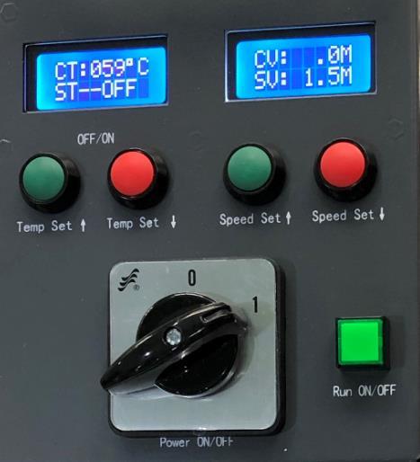 v. Controller Panel ON/OFF switch(8)is used for open the main power of the welder Open ON/OFF switch (8), LCD display 3 2 6 5 7 4 is shown as figure 1, the hot air blower is under natural wind