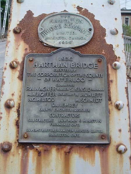 4.2.11 Hartman Bridge Score: 70 Wilmot Township Documentation Builder The Hartman Bridge was named after the Hartman family who initially owned the land across the river and donated it toward the