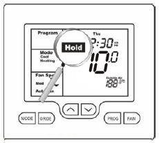 If Auto mode is selected, after adjusting the Heat setpoint, wait without touching a button for three seconds for the thermostat display to change to show COOL and SET and your current cooling set