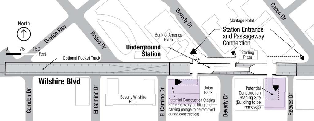 5.2.3.5 Wilshire/Rodeo Station The Wilshire/Rodeo Station would be located between N. Canon Drive and South El Camino Drive.