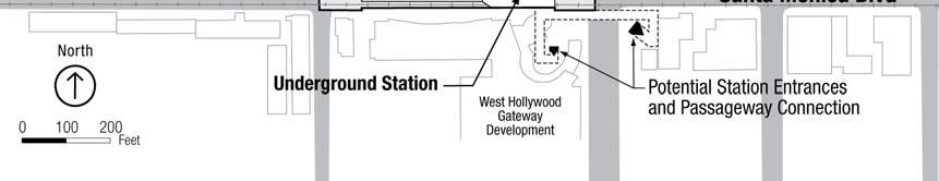 La Brea Avenue and the entrance on the northwest corner of Santa Monica Boulevard and N. La Brea Avenue would be sited where existing parking lots for businesses are currently located.