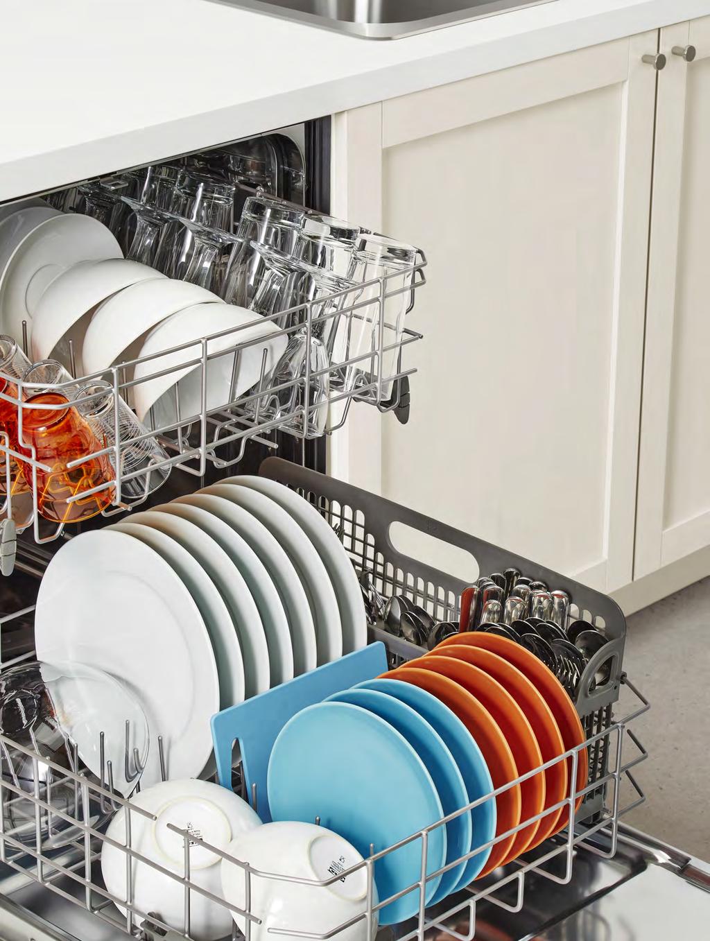 DISHWASHERS Using a dishwasher is more water and energy efficient than washing dishes by hand. And, with sterilizing functions, it's more hygienic too.