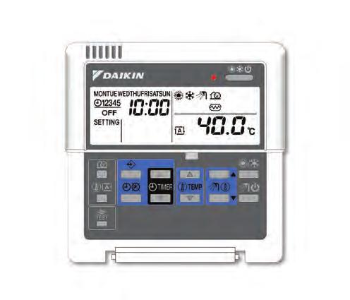 Your Daikin Altherma remote controller 15 1 14 13 2 3 12 11 4 5 10 9 8 7 6 1. On/off 6. Hot water storage temp adjust 11. Weather compensation on/off 2. LCD display 7. Heating water temp adjust 12.