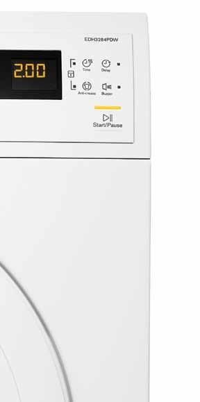 Heat pump system Advanced Sensor Dry Woolmark Approved Anti-crease reverse tumbling action Large 38cm reversible door Reasons to choose an Electrolux condenser dryer 1 Heat pump system The innovative