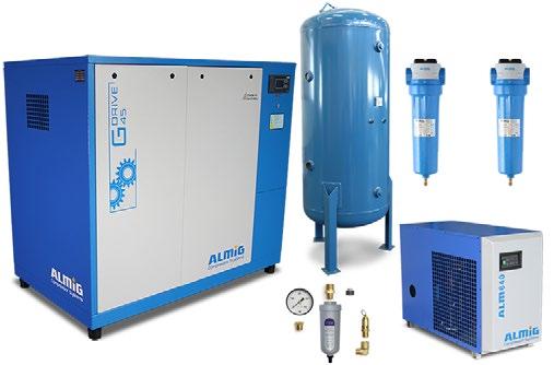 G-DRIVE Professional Packages Each package comprises a performance-matched ALMiG G-DRIVE air compressor, vertical air receiver, refrigerant dryer and two air treatment filters.
