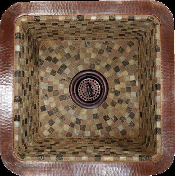 V008 Under or Drop In mount Finish of Exterior if Visible Pattern Style Pattern Colors Drain Finish (Standard 3.5" drain Included.) Square Mosaic V008 16" x 16" x 8" deep (OD) 3.