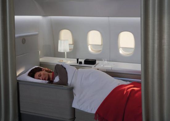 A gentlenight ssleep In an instant, the seat turns into a fully-flat bed over two metres long.