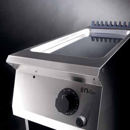 Fast heat up and uniform temperatures across the cooking top are assured, thanks to the use of special heating systems.