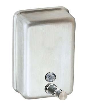 White or Yellow. A600S # A605 - Vertical Liquid Soap Dispenser S/S 0.8mm type 304 S/S. Capacity: 1.2L (40 fl oz.