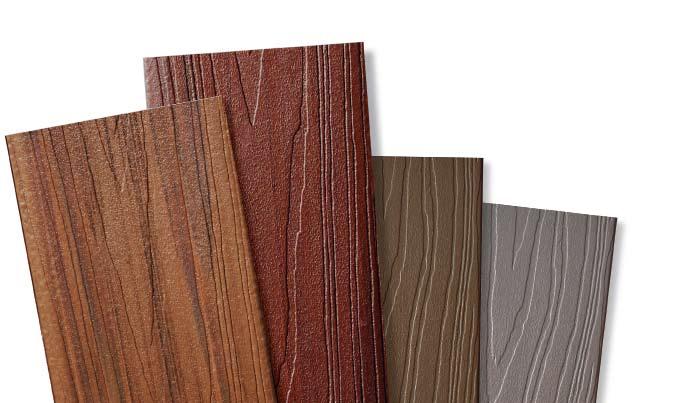 The srface technology allows a wide range of colors ranging from solid colors with natral looking, wood grain embossed patterns to tropical colors with exotic hardwood tones and grain patterns.