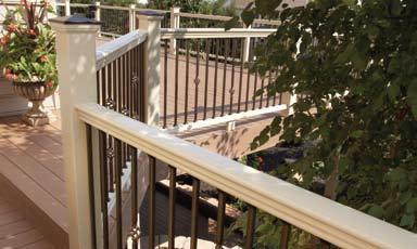 Composite & Alminm Railing Panorama The Panorama capped composite railing system featres a classic painted wood railing design with handcrafted athenticity and tre architectral details yo won t find