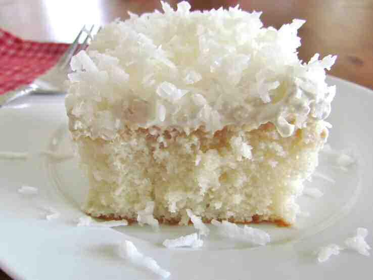 Ice the cake with a mixture of 8 ounces of Cool Whip, one teaspoon of vanilla, and 7 ounces or less of the coconut. Sprinkle some coconut on top of the frosting. 6.