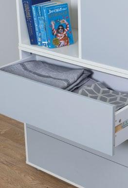 It is featured in combinations with desks or storage options with wardrobe or