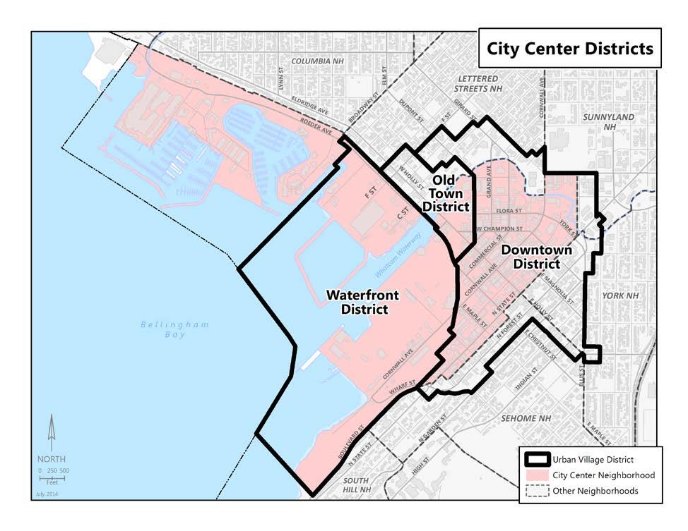 [3] CITY CENTER NEIGHBORHOOD PLAN SECTION I. NEIGHBORHOOD CHARACTER 1.1 The City Center Neighborhood includes the Downtown District, Waterfront District, Old Town District, and Squalicum Harbor.