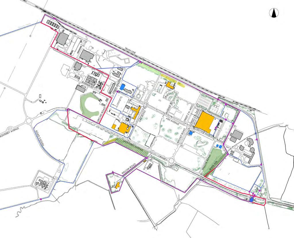 Evaluation Potential extension of traintracks to be used for goods freight Potential nonsecure area of the Innovation Park Opportunity for grassland with open watercourse Potential new and relocated